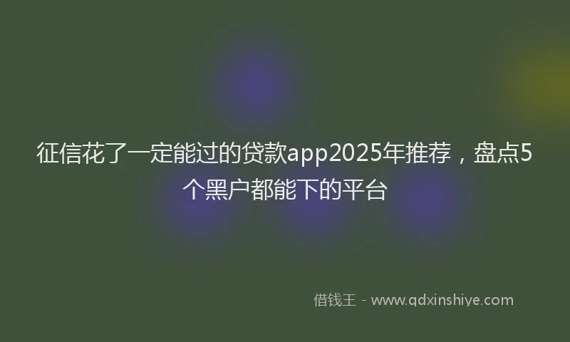 征信花了一定能过的贷款app2025年推荐，盘点5个黑户都能下的平台