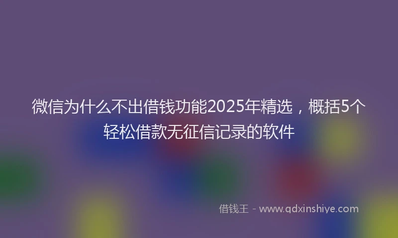 微信为什么不出借钱功能2025年精选，概括5个轻松借款无征信记录的软件