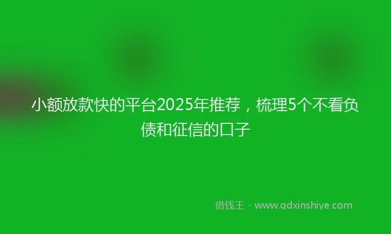 小额放款快的平台2025年推荐，梳理5个不看负债和征信的口子