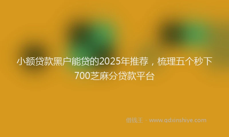 小额贷款黑户能贷的2025年推荐，梳理五个秒下700芝麻分贷款平台