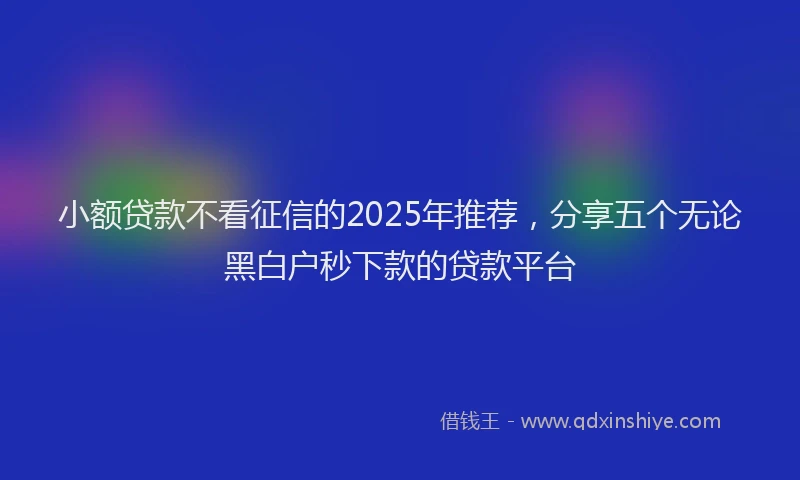 小额贷款不看征信的2025年推荐，分享五个无论黑白户秒下款的贷款平台