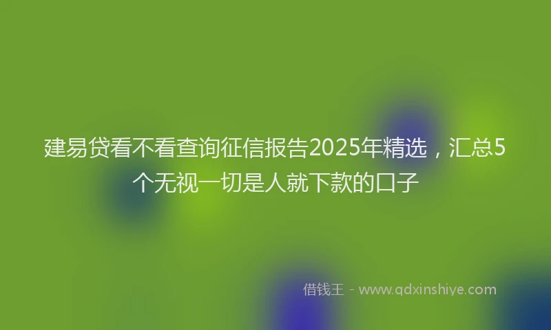 建易贷看不看查询征信报告2025年精选，汇总5个无视一切是人就下款的口子