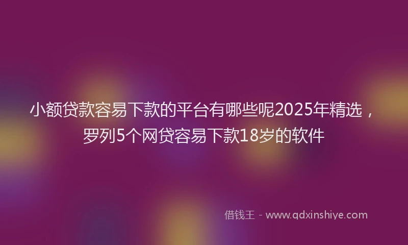 小额贷款容易下款的平台有哪些呢2025年精选，罗列5个网贷容易下款18岁的软件
