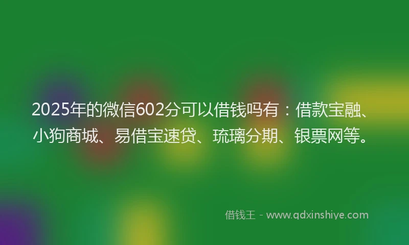 2025年的微信602分可以借钱吗有：借款宝融、小狗商城、易借宝速贷、琉璃分期、银票网等。