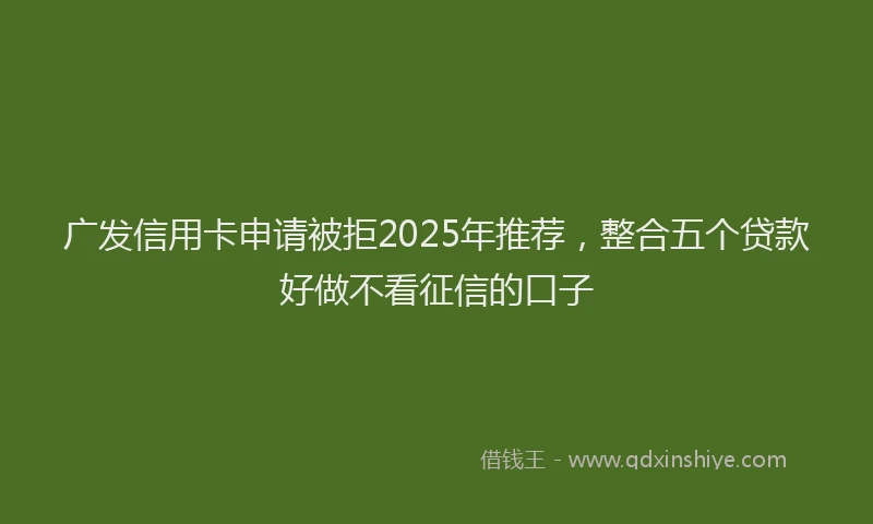 广发信用卡申请被拒2025年推荐，整合五个贷款好做不看征信的口子