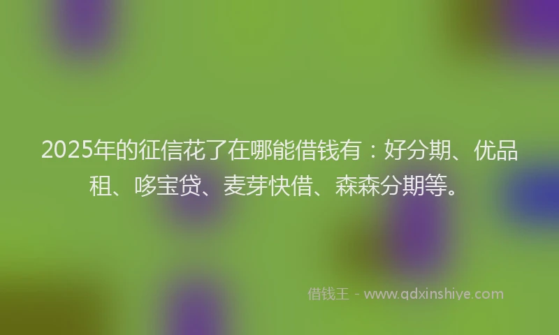 2025年的征信花了在哪能借钱有：好分期、优品租、哆宝贷、麦芽快借、森森分期等。