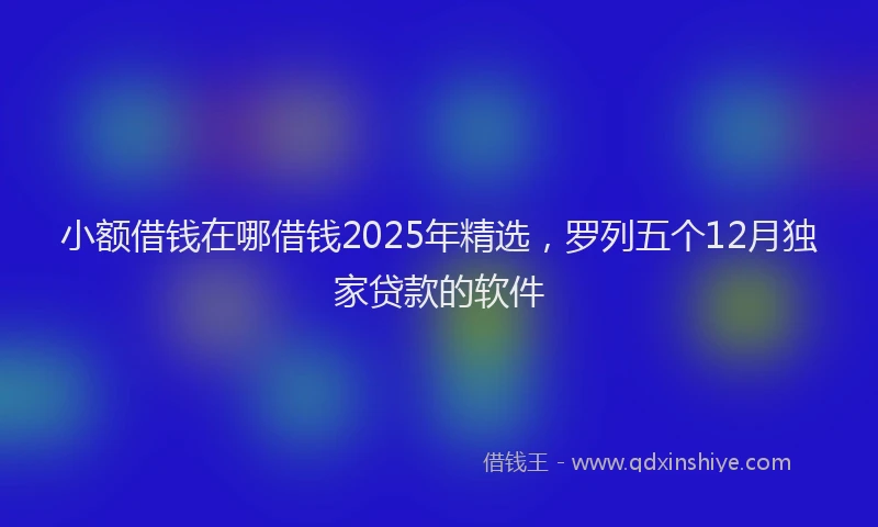 小额借钱在哪借钱2025年精选，罗列五个12月独家贷款的软件