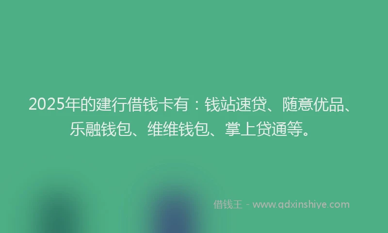 2025年的建行借钱卡有：钱站速贷、随意优品、乐融钱包、维维钱包、掌上贷通等。