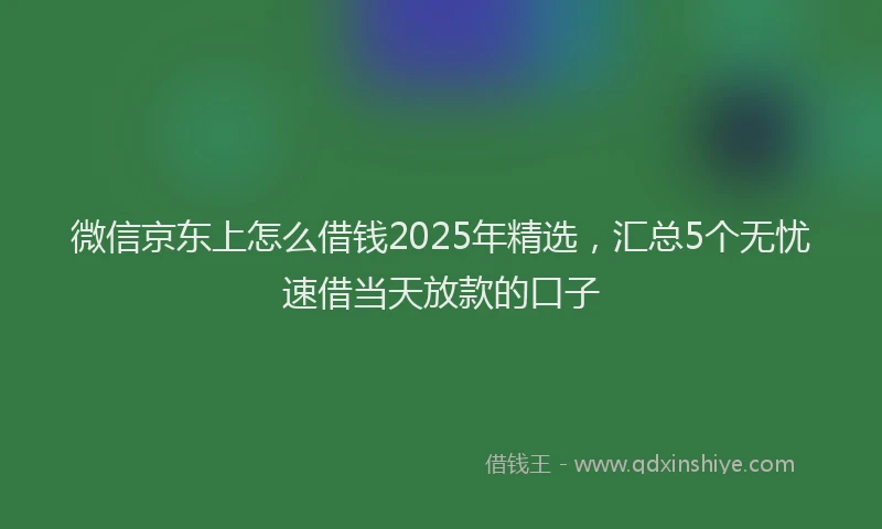 微信京东上怎么借钱2025年精选，汇总5个无忧速借当天放款的口子