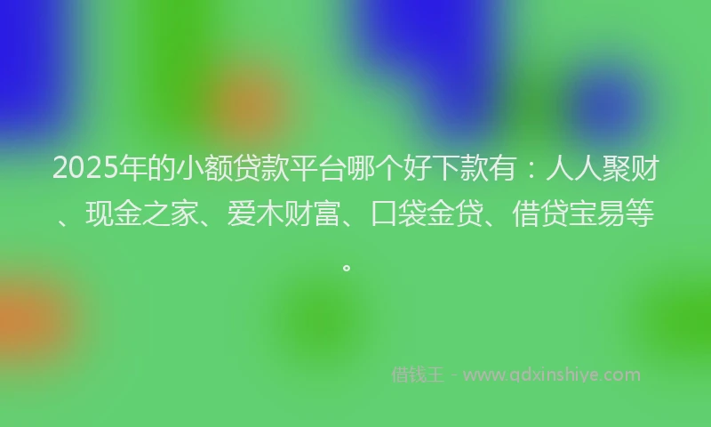 2025年的小额贷款平台哪个好下款有：人人聚财、现金之家、爱木财富、口袋金贷、借贷宝易等。