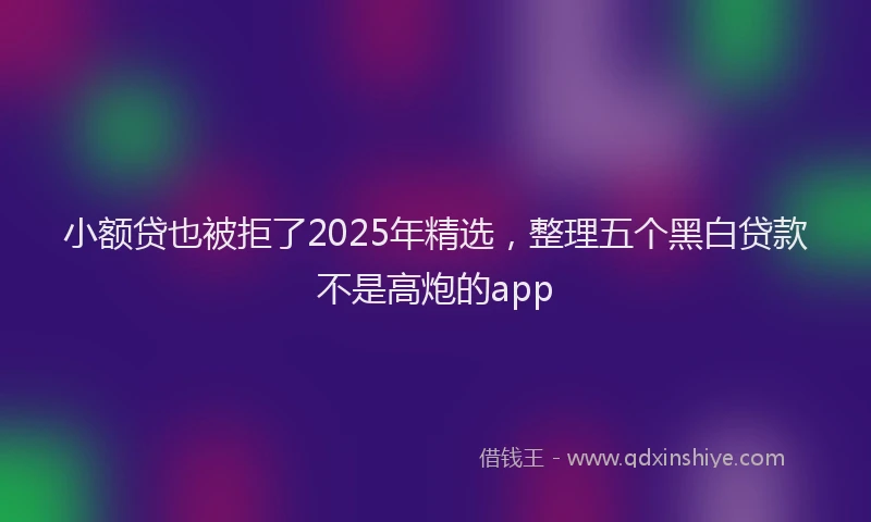 小额贷也被拒了2025年精选，整理五个黑白贷款不是高炮的app