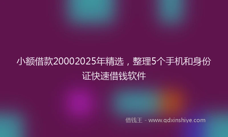 小额借款20002025年精选，整理5个手机和身份证快速借钱软件