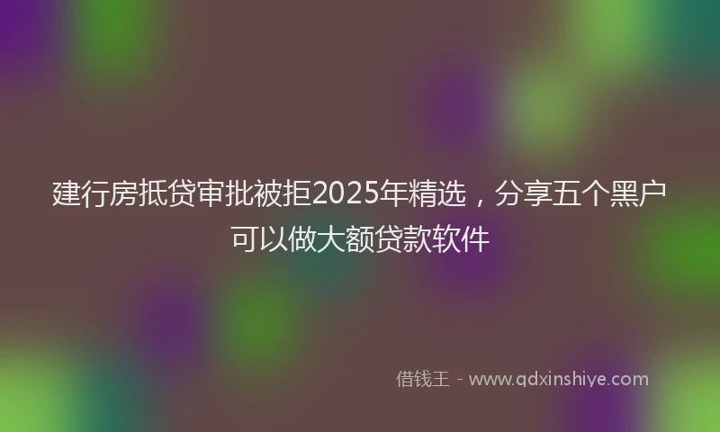 建行房抵贷审批被拒2025年精选，分享五个黑户可以做大额贷款软件