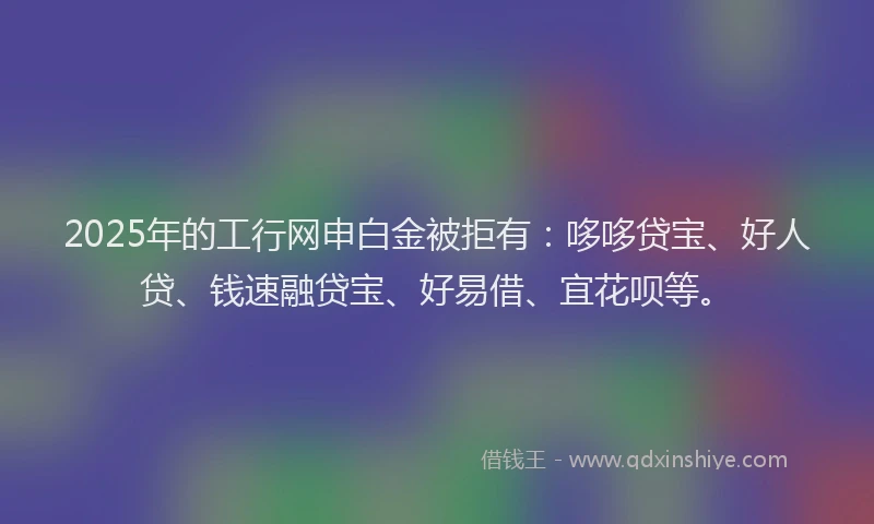 2025年的工行网申白金被拒有：哆哆贷宝、好人贷、钱速融贷宝、好易借、宜花呗等。