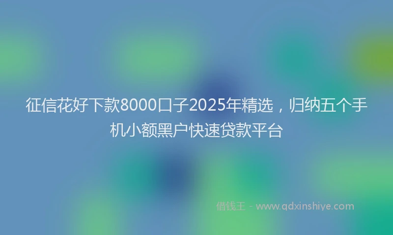 征信花好下款8000口子2025年精选，归纳五个手机小额黑户快速贷款平台