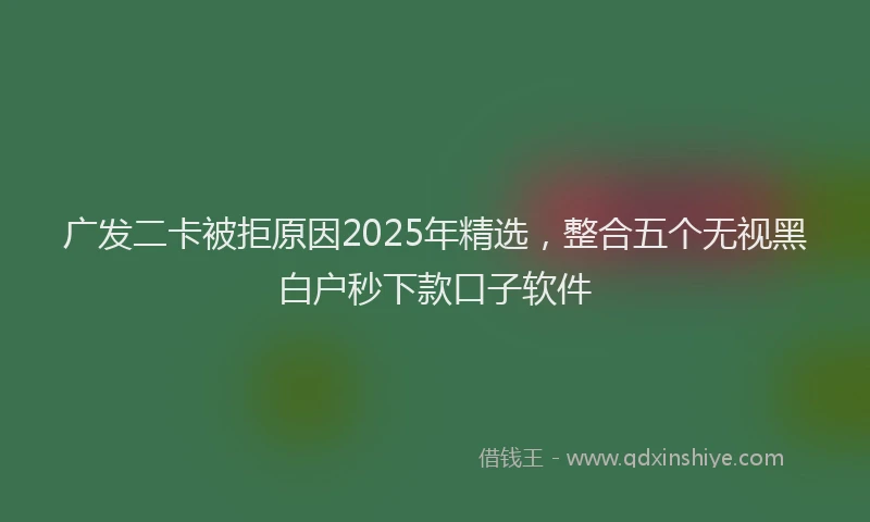广发二卡被拒原因2025年精选，整合五个无视黑白户秒下款口子软件