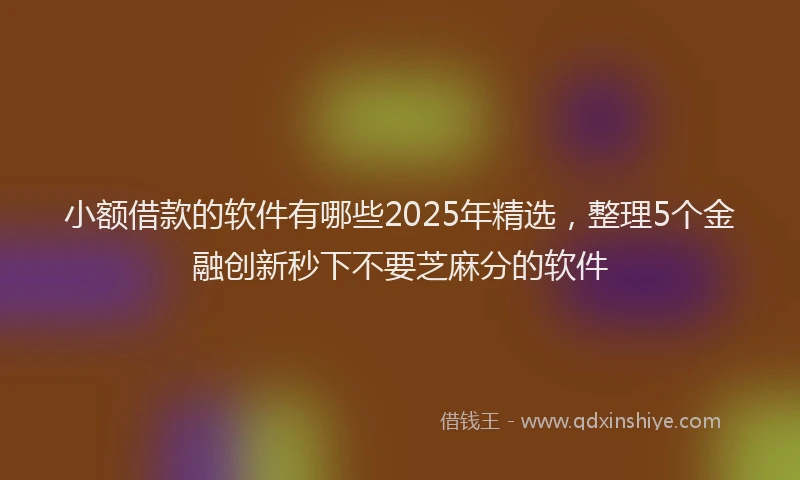 小额借款的软件有哪些2025年精选，整理5个金融创新秒下不要芝麻分的软件