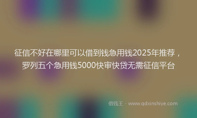 征信不好在哪里可以借到钱急用钱2025年推荐，罗列五个急用钱5000快审快贷无需征信平台