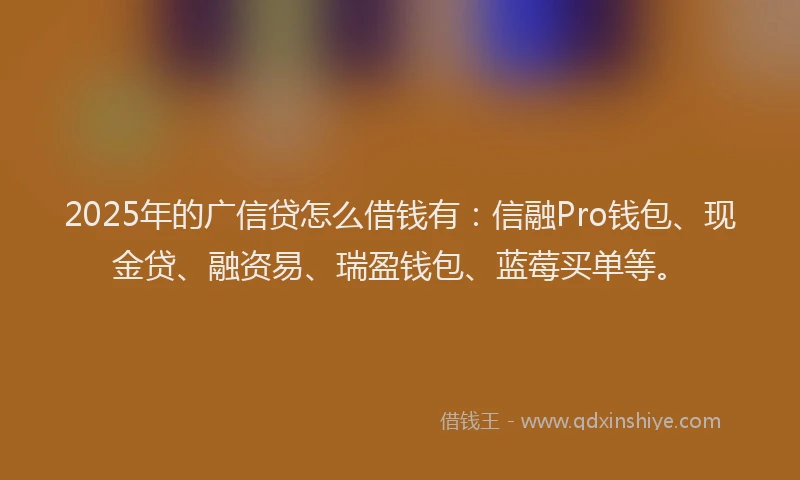 2025年的广信贷怎么借钱有：信融Pro钱包、现金贷、融资易、瑞盈钱包、蓝莓买单等。