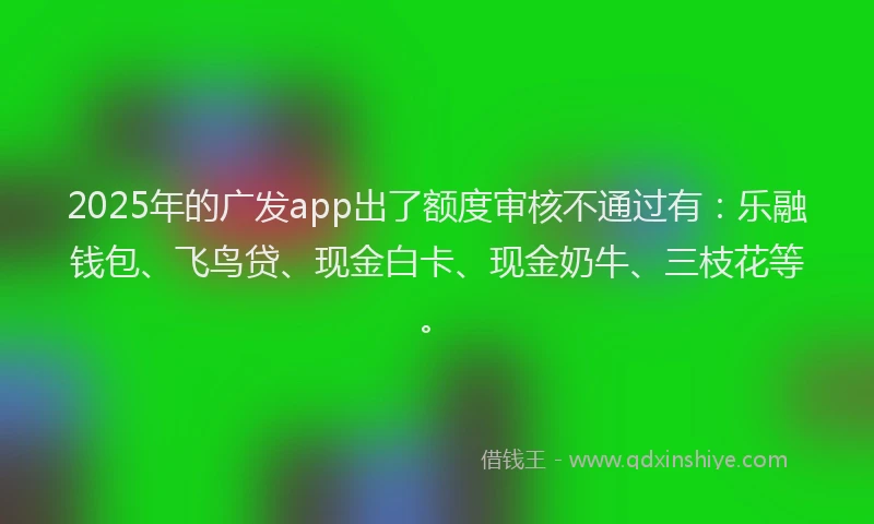 2025年的广发app出了额度审核不通过有：乐融钱包、飞鸟贷、现金白卡、现金奶牛、三枝花等。