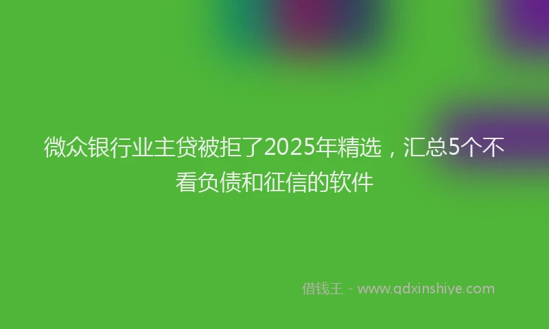 微众银行业主贷被拒了2025年精选，汇总5个不看负债和征信的软件