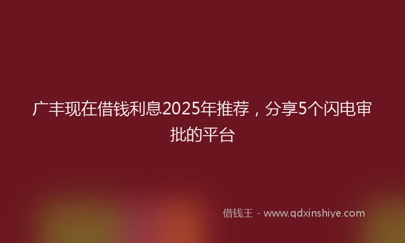 广丰现在借钱利息2025年推荐，分享5个闪电审批的平台