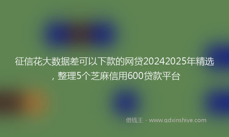 征信花大数据差可以下款的网贷20242025年精选，整理5个芝麻信用600贷款平台