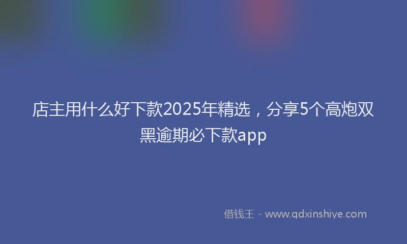 店主用什么好下款2025年精选，分享5个高炮双黑逾期必下款app