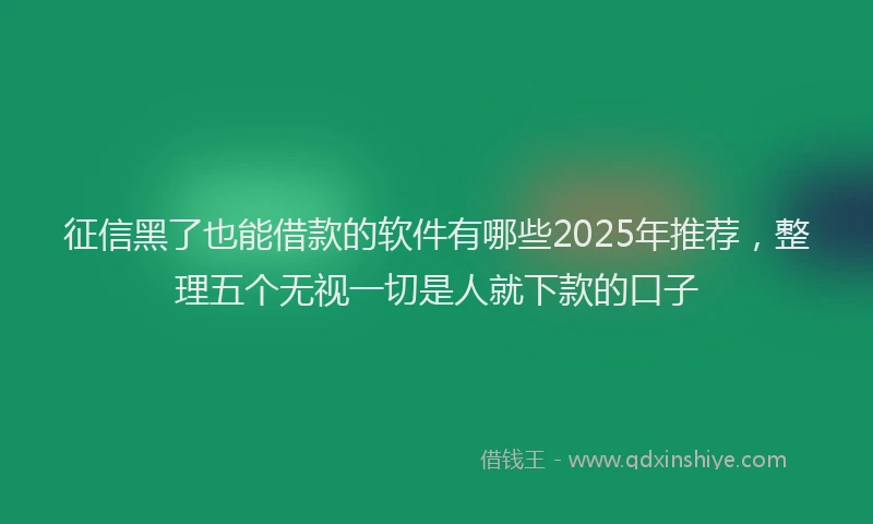 征信黑了也能借款的软件有哪些2025年推荐，整理五个无视一切是人就下款的口子