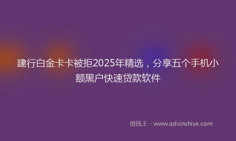 建行白金卡卡被拒2025年精选，分享五个手机小额黑户快速贷款软件