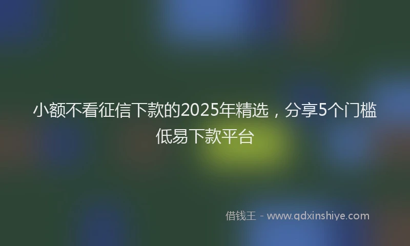 小额不看征信下款的2025年精选，分享5个门槛低易下款平台