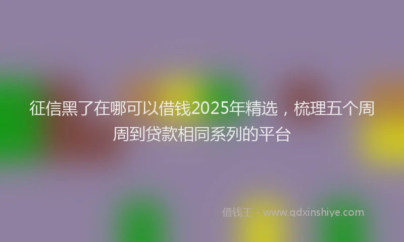征信黑了在哪可以借钱2025年精选，梳理五个周周到贷款相同系列的平台
