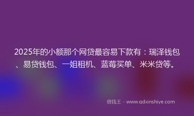 2025年的小额那个网贷最容易下款有：瑞泽钱包、易贷钱包、一姐租机、蓝莓买单、米米贷等。