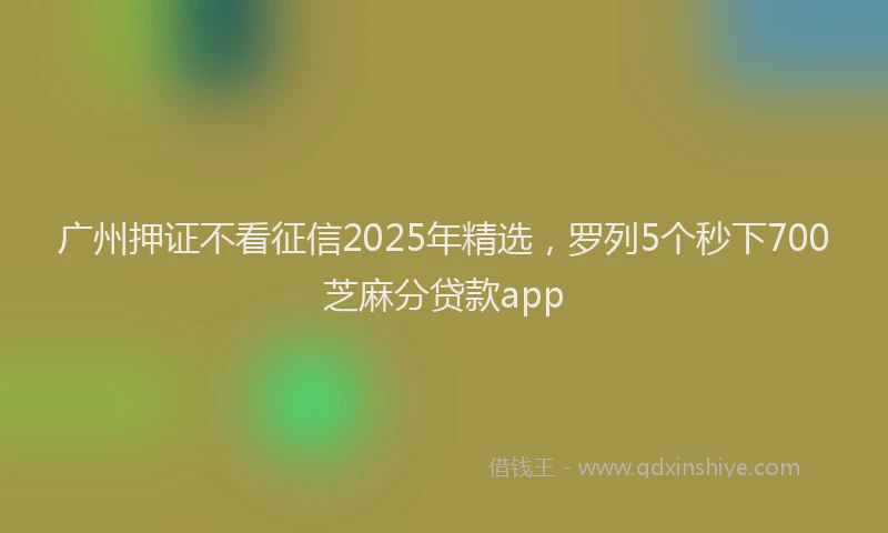 广州押证不看征信2025年精选，罗列5个秒下700芝麻分贷款app