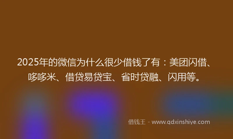 2025年的微信为什么很少借钱了有：美团闪借、哆哆米、借贷易贷宝、省时贷融、闪用等。