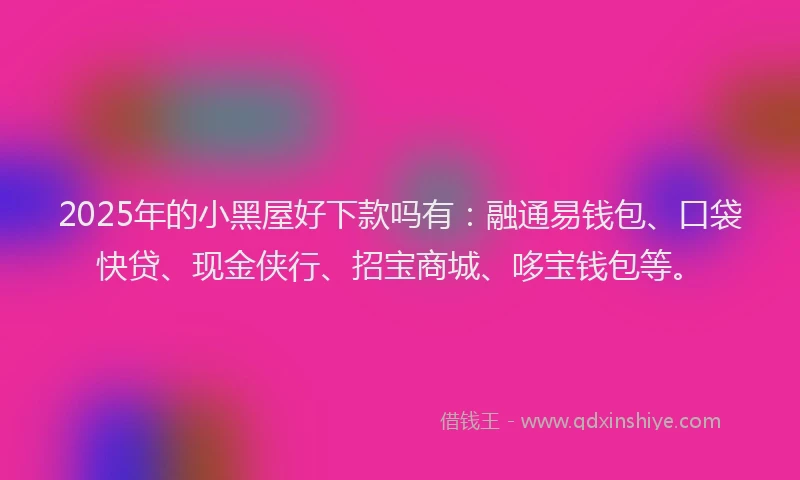 2025年的小黑屋好下款吗有：融通易钱包、口袋快贷、现金侠行、招宝商城、哆宝钱包等。