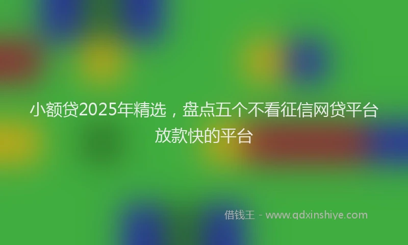 小额贷2025年精选，盘点五个不看征信网贷平台放款快的平台