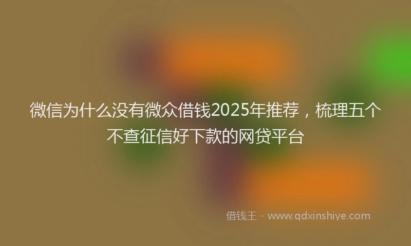 微信为什么没有微众借钱2025年推荐，梳理五个不查征信好下款的网贷平台