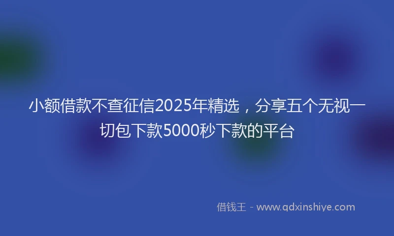 小额借款不查征信2025年精选，分享五个无视一切包下款5000秒下款的平台