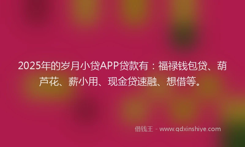 2025年的岁月小贷APP贷款有：福禄钱包贷、葫芦花、薪小用、现金贷速融、想借等。