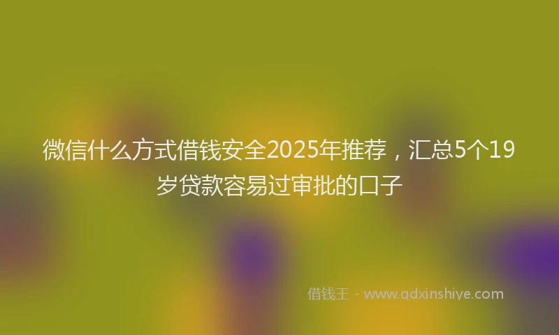 微信什么方式借钱安全2025年推荐，汇总5个19岁贷款容易过审批的口子