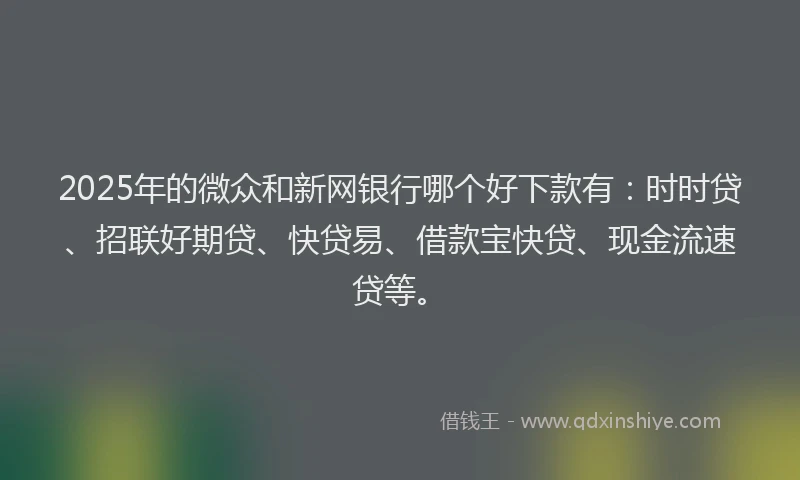 2025年的微众和新网银行哪个好下款有：时时贷、招联好期贷、快贷易、借款宝快贷、现金流速贷等。