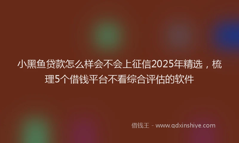小黑鱼贷款怎么样会不会上征信2025年精选，梳理5个借钱平台不看综合评估的软件