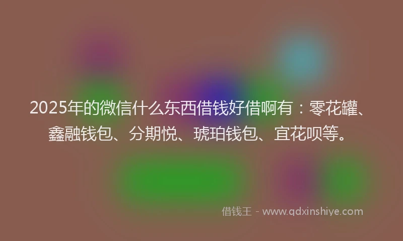 2025年的微信什么东西借钱好借啊有：零花罐、鑫融钱包、分期悦、琥珀钱包、宜花呗等。