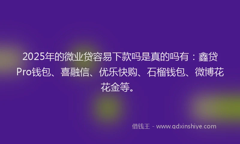 2025年的微业贷容易下款吗是真的吗有：鑫贷Pro钱包、喜融信、优乐快购、石榴钱包、微博花花金等。