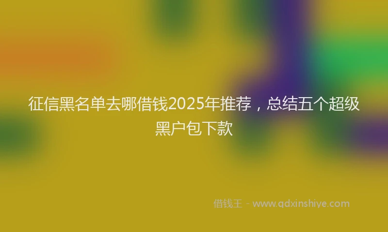 征信黑名单去哪借钱2025年推荐，总结五个超级黑户包下款