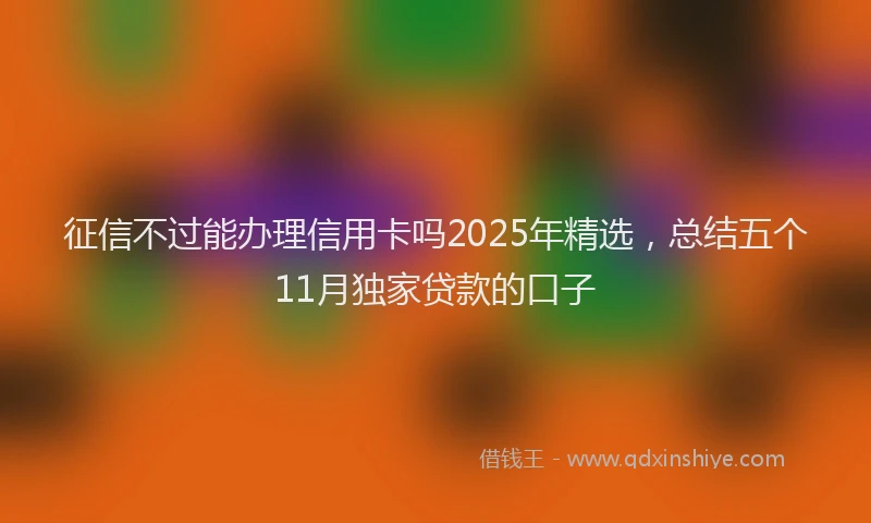 征信不过能办理信用卡吗2025年精选，总结五个11月独家贷款的口子