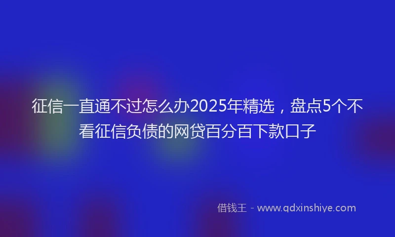 征信一直通不过怎么办2025年精选，盘点5个不看征信负债的网贷百分百下款口子