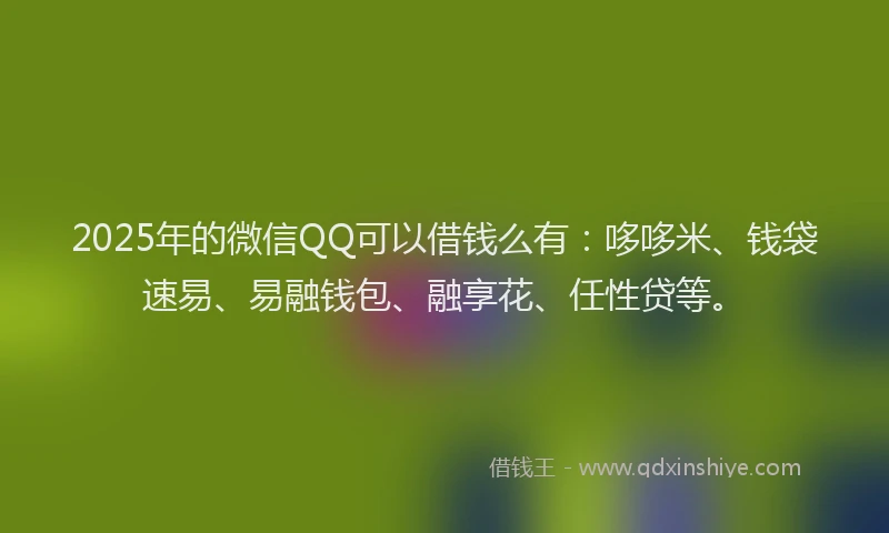 2025年的微信QQ可以借钱么有：哆哆米、钱袋速易、易融钱包、融享花、任性贷等。