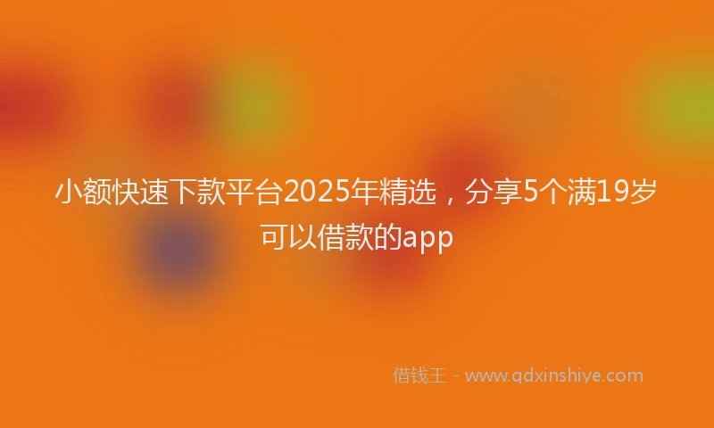 小额快速下款平台2025年精选，分享5个满19岁可以借款的app
